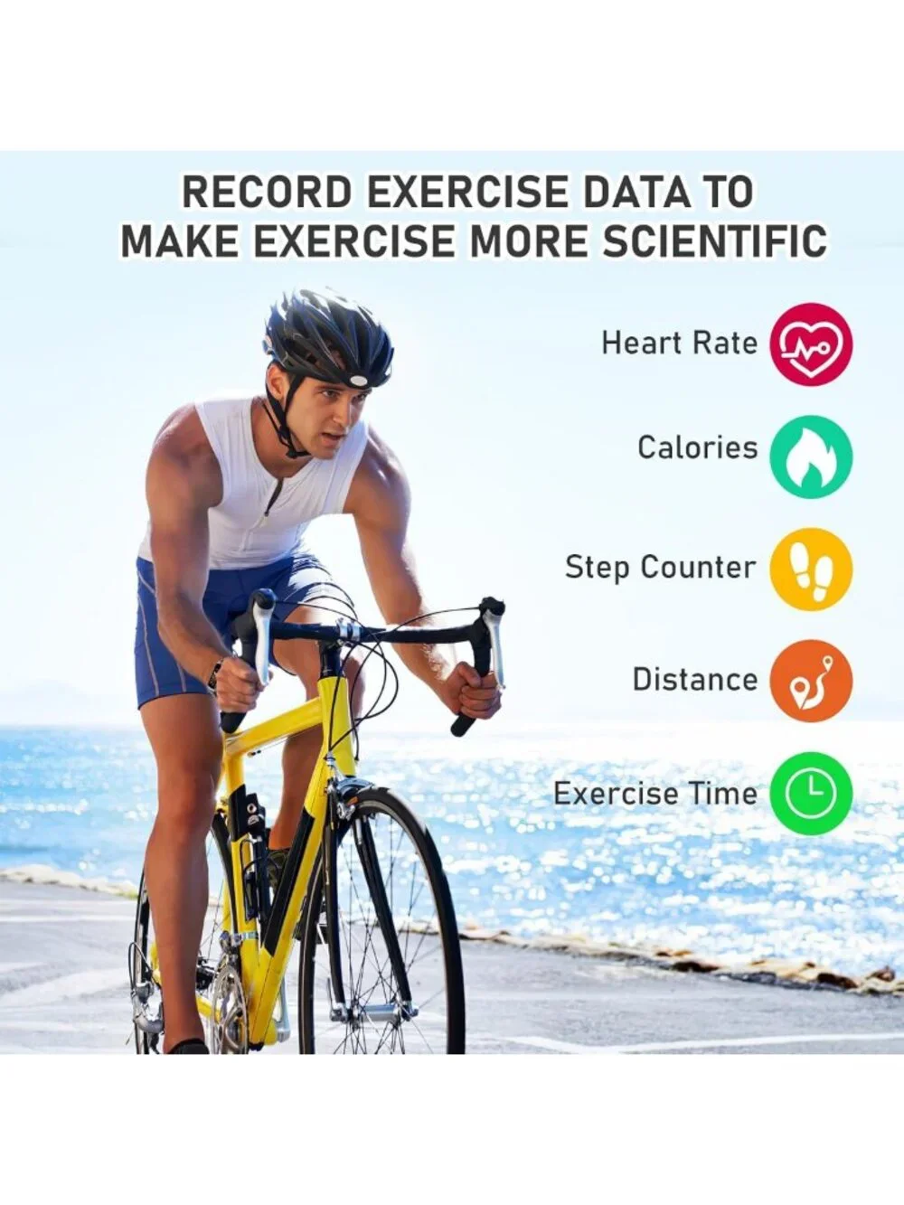 Smart Fitness Tracker with Heart Rate, Blood Pressure, Pedometer & Sleep Monitor